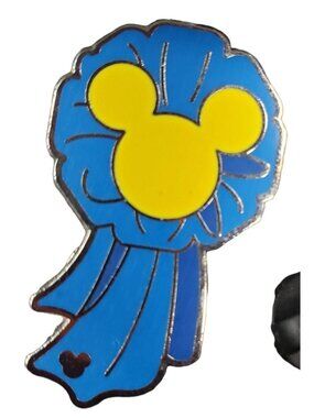 Disney Mickey Mouse Trading Pin Hidden Mickey Blue Ribbon Icon Lapel Pin Brooch